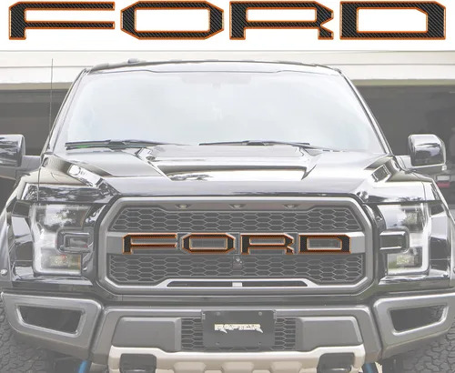 Vista 14 de Superposiciones de letras de rejilla frontal, compatibles con Raptor 2015-2020