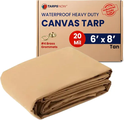 Vista 13 de Tarps Now - Lona de Canvas Impermeable de 5 x 7 pies 20 MIL Grado Comercial, Trabajo Pesado, Resistente al Desgarro, Ojales de Latón