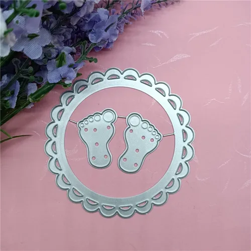 Vista 3 de Pies de bebé troquelados de metal para hacer tarjetas, plantillas de corte para manualidades, álbumes de recortes, álbumes de fotos, manualidades