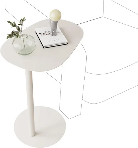 Vista 6 de Mesa auxiliar moderna de metal en forma de C para sofá, mesa auxiliar delgada para sofá, mesa auxiliar de aperitivos, bandejas de TV para comer