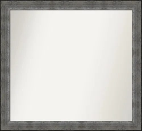 Vista 93 de Amanti Art Espejo de baño plateado para sobre el fregadero, 24 x 24 pulgadas, espejo cuadrado de peltre forjado a medida, marco de madera casual