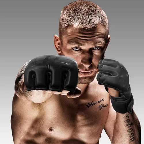 Vista 6 de Guantes MMA para hombres y mujeres, guantes de boxeo para saco de boxeo, sparring, entrenamiento, muay thai, artes marciales, guantes de medio