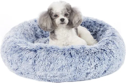 Vista 20 de Bedfolks Cama calmante en forma de dona, camas redondas y esponjosas de 23 pulgadas para perros pequeños, lavable a máquina, antiansiedad, cama