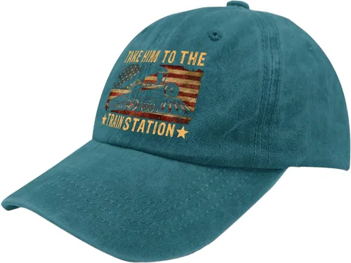 Vista 2 de Dad Hats Take Him to The Train Station Dad Hats, Vintage Hat for Men