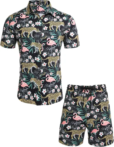 Vista 2 de Daupanzees - Camisa hawaiana de manga corta con botones para hombre