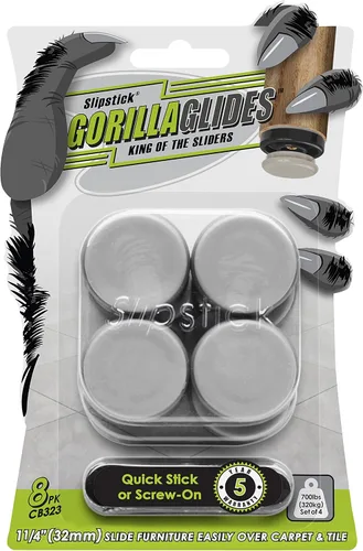 Vista 9 de GorillaGlides Deslizadores de Silla de 1 Pulgada/Protectores de Piso para Muebles (16 Deslizadores de Muebles) Autoadhesivos, con Tornillo