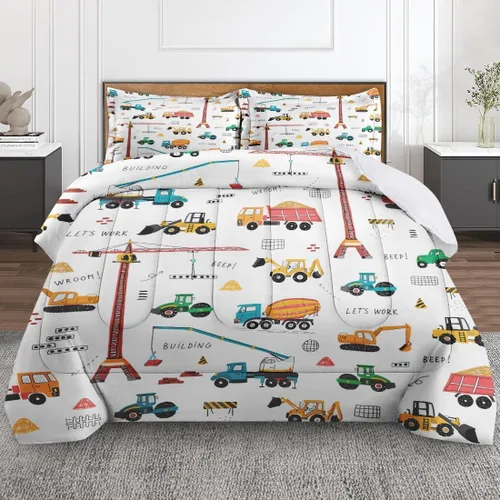 Vista 11 de Juego de edredón vintage con diseño de coche y león para niños, niños pequeños, adolescentes y adultos, tamaño individual, juego de ropa de cama