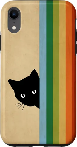 Vista 25 de Black Kitty Cat - Retro Vintage Rainbow Phone Case for iPhone 17