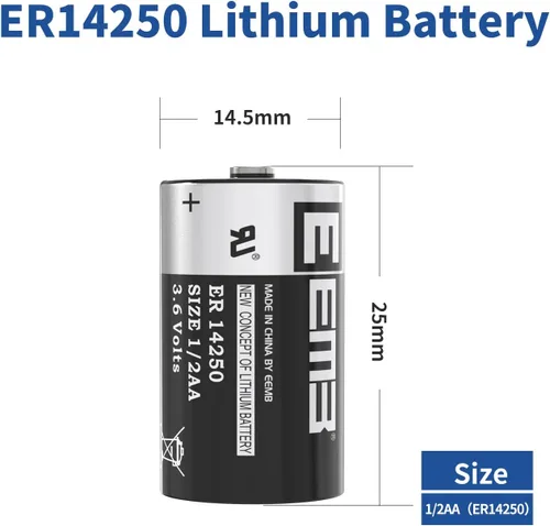 Vista 3 de EEMB 1/2 AA Tamaño 3.6V Baterías de litio ER14250 LS14250 3.6Volt 1200mAh Batería de un solo uso 4Pack