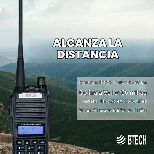 Vista 5 de BTECH GMRS-V2 5W 200 Canales Completamente Personalizables Radio Bidireccional GMRS. Carga USB-C, Resistente al Clima IP54, Compatible