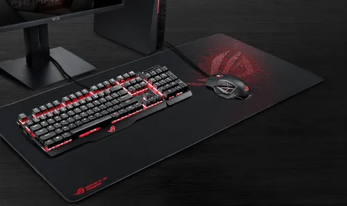Vista 2 de ASUS ROG Sheath - Alfombrilla de mouse para juegos, 35.4 x 17.3 pulgadas, superficie extragrande, seguimiento preciso de píxeles, bordes cosidos