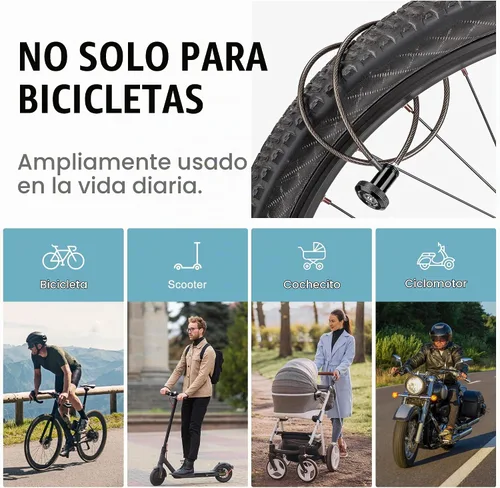 Vista 6 de Candado de cable de bicicleta – Cable de bloqueo de bicicleta – Bloqueo de cadena de bicicleta para casco de bicicleta, antirrobo para barras