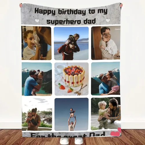 Vista 10 de Manta personalizada con foto y texto personalizado, manta para papá con imágenes de regalo para bebés, amigos, amantes y mascotas, manta
