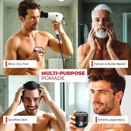 Vista 2 de Bossman Pomada Natural para Cabello y Barba para Hombres (Aroma Vetiver X) – Fijación Media e Hidratante para Peinado de Cabello, Barba y Bigote
