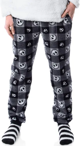 Vista 3 de Disney The Nightmare Before Christmas Jack Skellington - Conjunto de pijama Sherpa con calcetines para hombre, Blanco