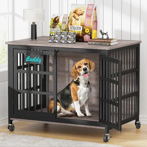 Vista 17 de EasyCom Jaula para Perros de Alta Resistencia para Interior con Etiqueta de Nombre, Mueble de Jaula para Perros de 27 Pulgadas para Perros Pequeños