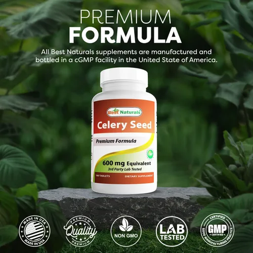 Vista 5 de Best Naturals Tableta de semillas de apio de 600 mg, 180 unidades (817716014401)