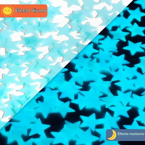 Vista 3 de AM AMAONM - Calcomanías de estrellas azules fluorescentes que brillan en la oscuridad, plástico noctilucente, para decorar paredes y techos