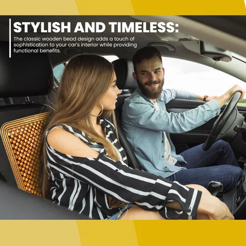 Vista 7 de ZONETECH Cojín para Asiento de Conductor de Madera con Cuentas - Protector de Asiento Universal Masajeador Cómodo para Coche con Alta Ventilación