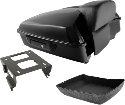 Vista 10 de TCMT Pestillos Negros de 10.7" para Maletero Cortado, Almohadilla de Respaldo, Luz Trasera LED con Señal de Giro Compatible con Harley Touring