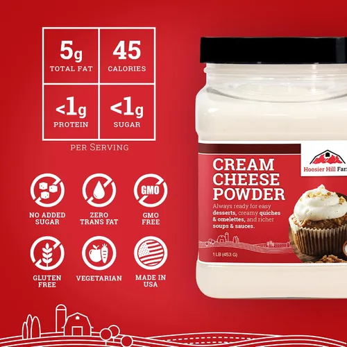 Vista 3 de Queso Crema en polvo, 1 Lb. Hoosier Hill Farm