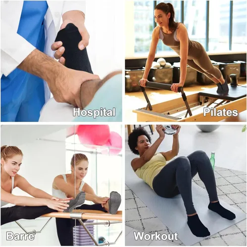 Vista 6 de simjubita Calcetines antideslizantes unisex, antideslizantes con gel de agarre para el hogar, hospital, maternidad, ancianos, yoga, pilates, barra