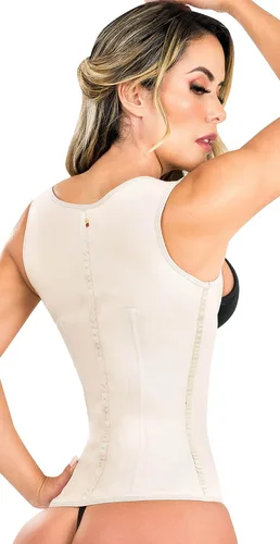 Vista 2 de Fiorella Shapewear Neo Látex Cintura Cincher Entrenador Sauna Chaleco Sudor 3 Ganchos Fajas Colombianas Reductoras Chaleco 210N3