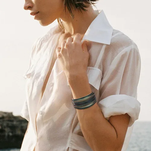 Vista 5 de Long tiantian Pulseras apilables para mujer, pulseras de cuero para mujer, joyería occidental para mujer