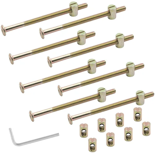 Vista 8 de Biaungdo M6 x 90mm Tornillos para Cama Litera, Pernos de Accionamiento Hexagonal con Soporte de Barril para Muebles, Tuercas de Pernos para Muebles
