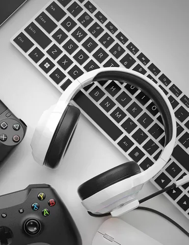 Vista 2 de ZIUMIER Auriculares Blancos para Juegos para PC, PS4, PS5, Xbox One, Xbox Series SX, Switch, Micrófono con Cancelación de Ruido, Sonido Estéreo