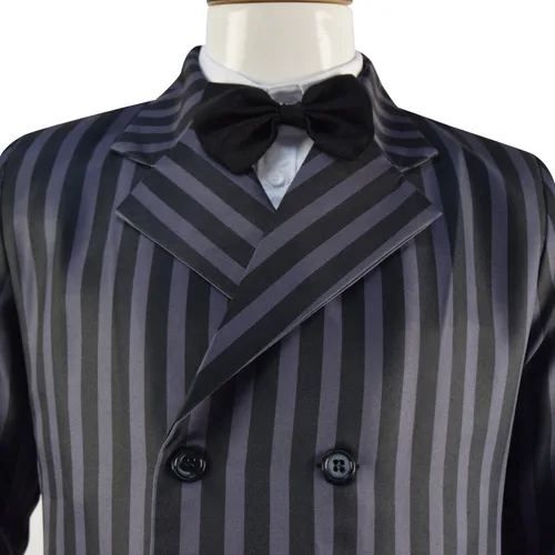 Vista 5 de Gionli Gomez Addams - Disfraz de Gomez Addams para hombre, traje familiar, disfraz de Halloween, cosplay, fiesta, abrigo y pantalones
