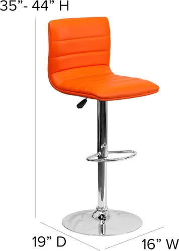 Vista 13 de Flash Funiture silla de bar ajustable con base cromada, Vinilo, Gris