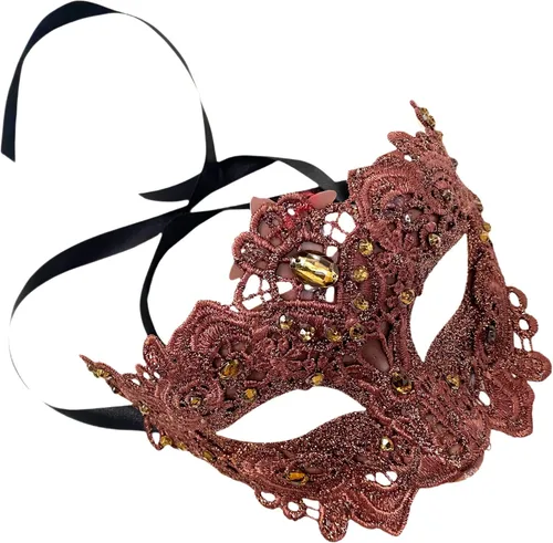 Vista 42 de MASQ Par de máscaras de encaje brocado para mascarada, Mardi Gras, cumpleaños, graduación, boda, fiesta Bk Lace W Pluma