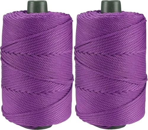 Vista 14 de Cordón de hilo artístico de 14.11 oz, hilo de poliéster color burdeos, para tejer macramé, bolsas de ganchillo, canasta de ganchillo, sombrero