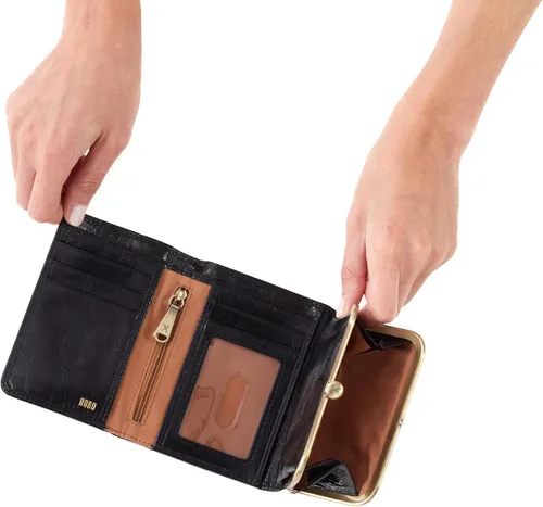 Vista 3 de HOBO Robin - Cartera compacta de cuero triple para mujer, diseño vintage