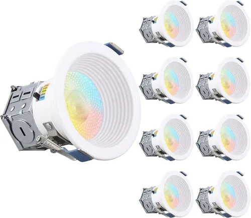 Vista 16 de TORCHSTAR Paquete de 8 luces LED empotrables 5CCT de 6 pulgadas, sin lata 2-Blanco