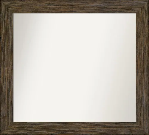 Vista 112 de Amanti Art Espejo personalizado, espejo de baño marrón Fencepost, espejo de pared o espejo de tocador de baño sobre el fregadero (27 x 27 pulgadas)