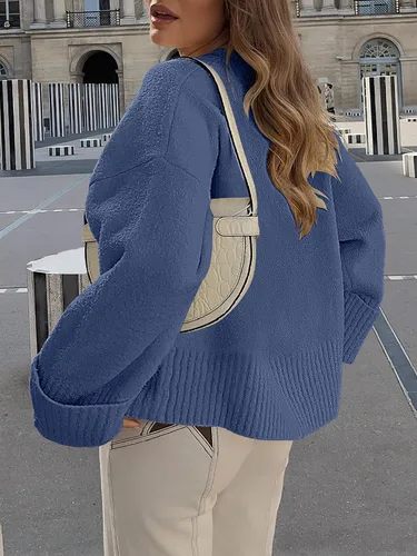 Vista 19 de LOGENE Suéter de gran tamaño para mujer, cuello redondo, manga larga, suave, mullido, suéter de punto 2025 para otoño e invierno