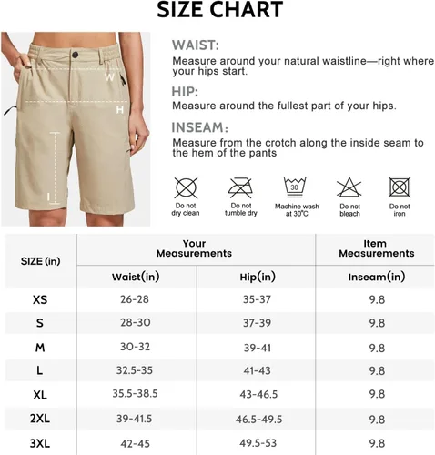Vista 5 de FitsT4 - Pantalones cortos de senderismo ligeros para mujer, de secado rápido, protección solar, resistente al agua, con múltiples bolsillos