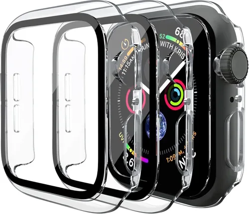Vista 8 de Mugust Paquete de 3 fundas para Apple Watch Series 3 de 1.496 pulgadas (1.496 in), carcasa rígida de policarbonato con protector de pantalla