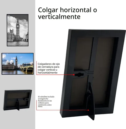 Vista 5 de GOmaize - Marco de fotos negro de carga frontal de 10 x 15 cm, juego de 10, para montaje en pared o mesa