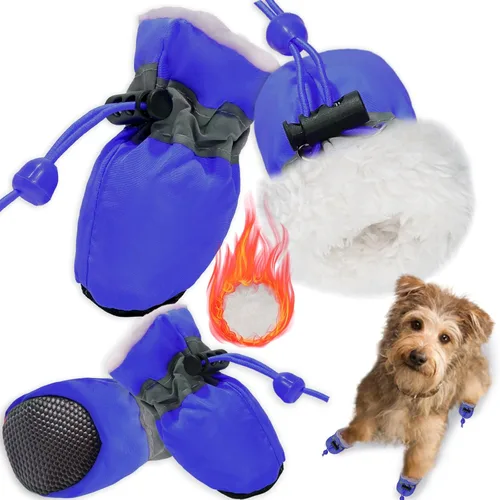 Vista 10 de Botas de nieve para perro, botas de nieve para perros de invierno, botas y protector de patas, botines cálidos para cachorros con tira reflectante
