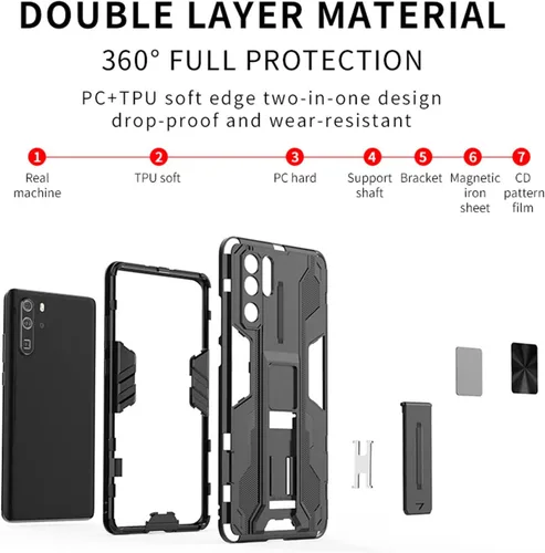 Vista 6 de Asuwish Funda de teléfono para Huawei P30 Pro con protector de pantalla de vidrio templado y soporte delgado, híbrido resistente, película trasera
