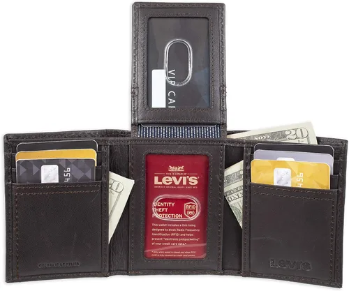 Vista 3 de Levis Mens Trifold Wallet-Sleek and Slim Includes Id Window and Credit Card Holder