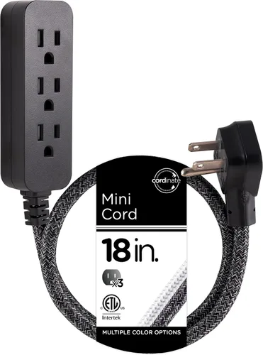 Vista 11 de Cordinate Cable de Extensión Regleta de 3 Enchufes Protector de Sobretensión Interior Calibre 16 245 Julios 10 Pies Cables de Extensión Trenzados