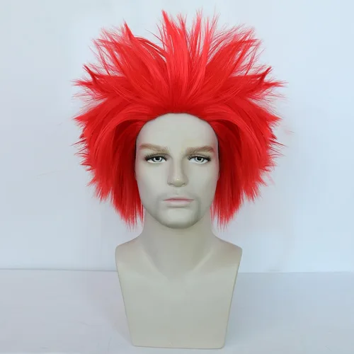 Vista 2 de ANOGOL Peluca roja loca para hombres y mujeres, pelucas de anime rojas Rojo