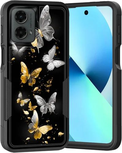 Vista 56 de para Moto G Play 4G 2024, funda de dos capas híbrida resistente y a prueba de golpes, PC duro + silicona suave protectora para Motorola Moto G Play