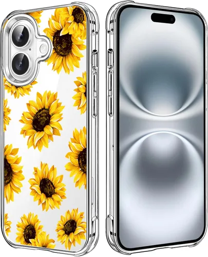 Vista 8 de Funda transparente de girasol compatible con iPhone SE 2022 SE 2020 7 8, funda trasera floral para niñas y mujeres, funda protectora transparente