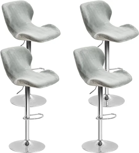 Vista 25 de Paquete de 2 fundas para sillas de bar de altura de mostrador, fundas giratorias de terciopelo para taburetes de bar, fundas elásticas para sillas