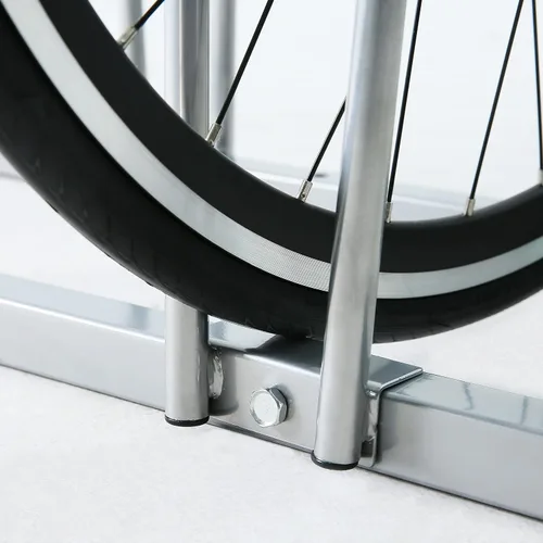 Vista 5 de SDADI 4 Bicicletas De Piso De La Bicicleta De Parking Rack De Soporte De Almacenamiento Ajustable Interior - Plata